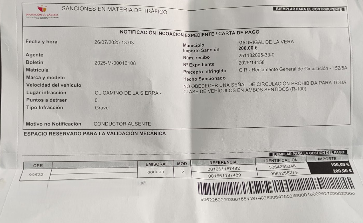 multa por circulación prohibida