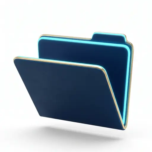 Ilustración 3D de una carpeta de expediente vacía que simboliza la falta de pruebas técnicas en sanciones