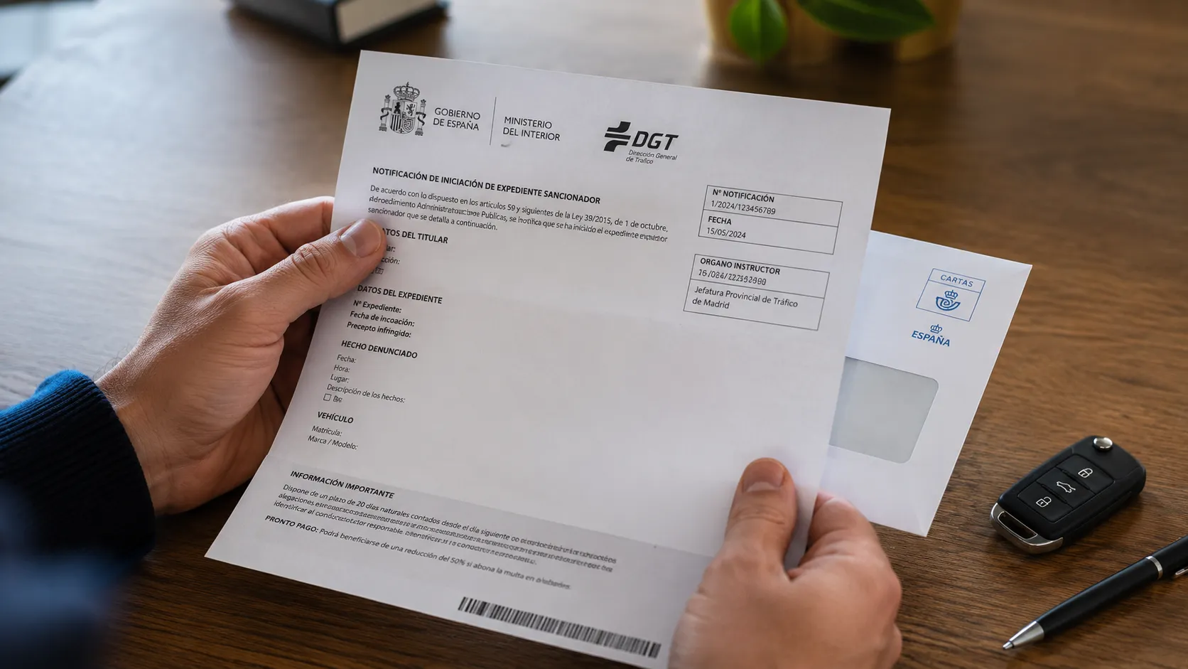 notificación oficial de la DGT para identificar al conductor de la multa