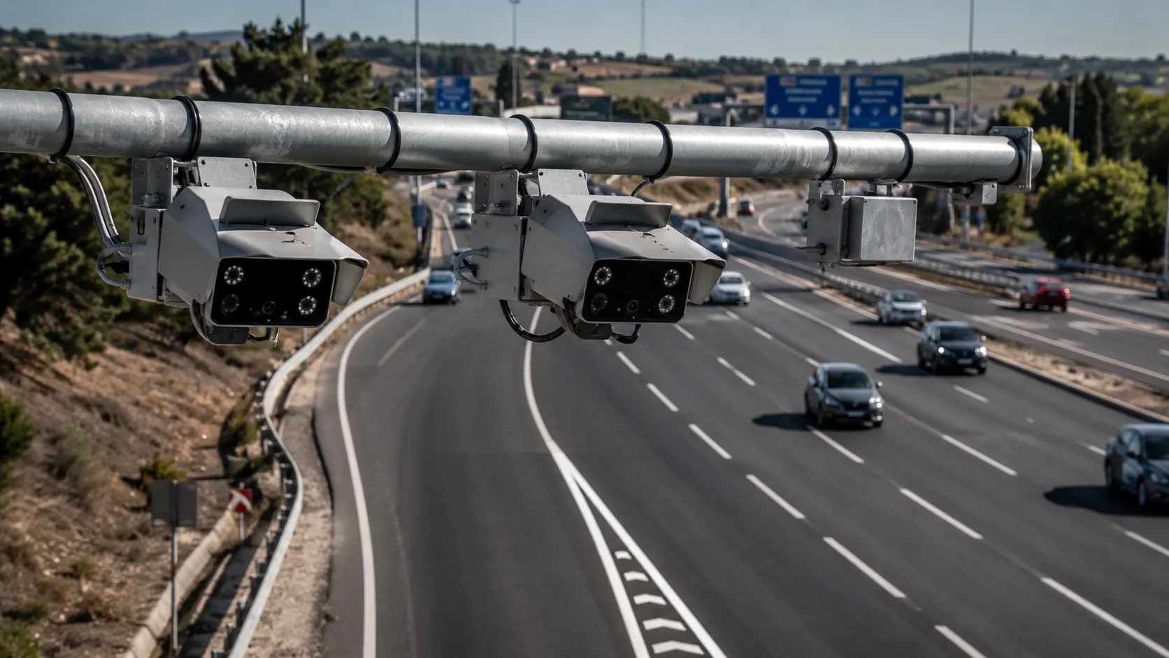 Cámara de control del sistema Foto-Línea de la DGT para recurrir una multa de Foto-Línea en autovía