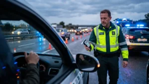 control de trafico en carretera y debate sobre la nueva tasa de alcoholemia en 2026